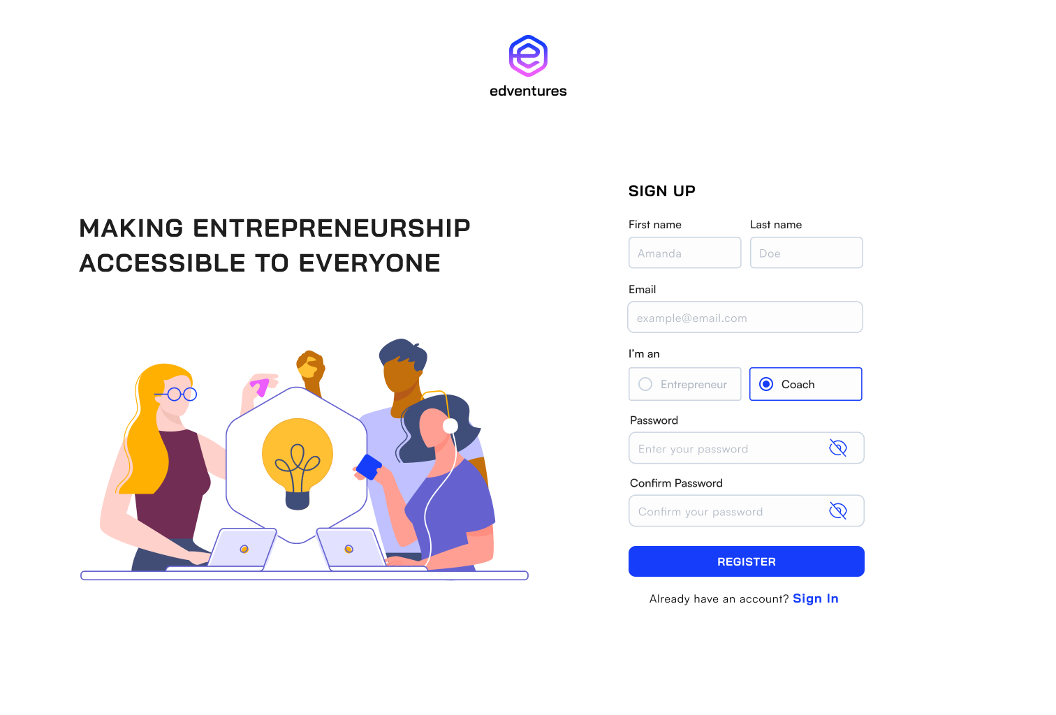 BEFORE - Sign Up